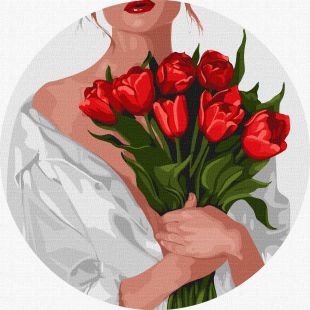 Картина по номерам - Девушка с тюльпанами ©art_selena_ua