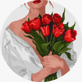 Картина по номерам - Девушка с тюльпанами ©art_selena_ua