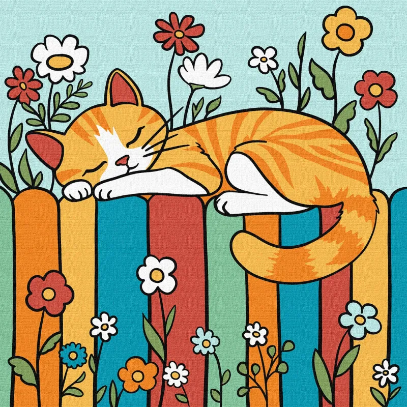 Картина за номерами - Котик на паркані ©art_selena_ua