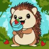 Painting by numbers - Summer. Hedgehog and blue ice cream ©art_selena_ua