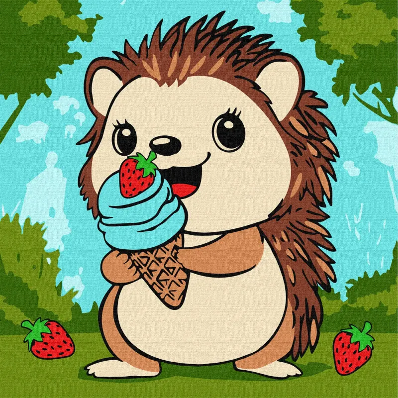 Painting by numbers - Summer. Hedgehog and blue ice cream ©art_selena_ua