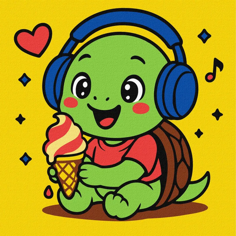 Painting by numbers - A turtle eats ice cream ©art_selena_ua
