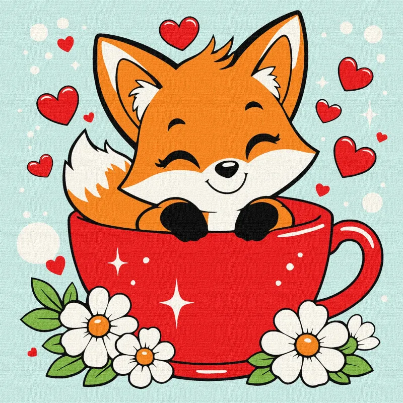 Картина за номерами - Миле лисеня у чашці ©art_selena_ua