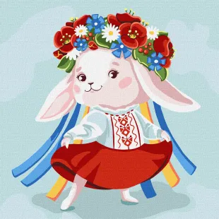 Картина за номерами - Зайка-україночка ©Катерина Валерьїва