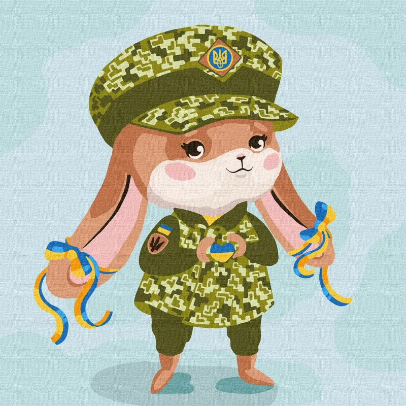 Картина за номерами - Зайка-захисниця ©Катерина Валерьїва
