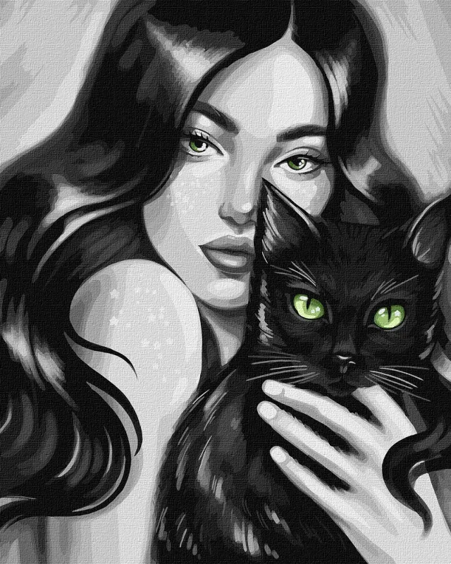 Картина за номерами - Чорний пухнастик ©pollypop92
