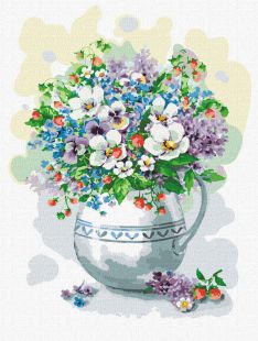 Painting by numbers - Bouquet with wild strawberries