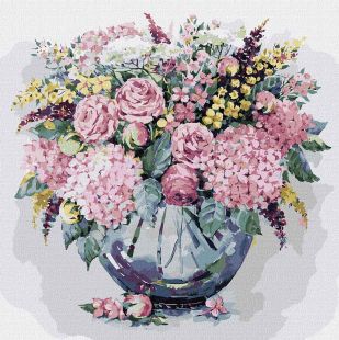 Painting by numbers - Pink hydrangea