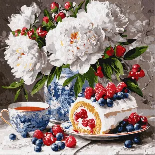 Картина по номерам - Пионы и ягоды ©art_selena_ua