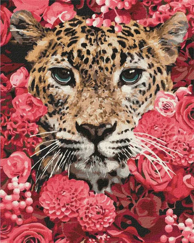 Painting by numbers - Leopard in flowers 