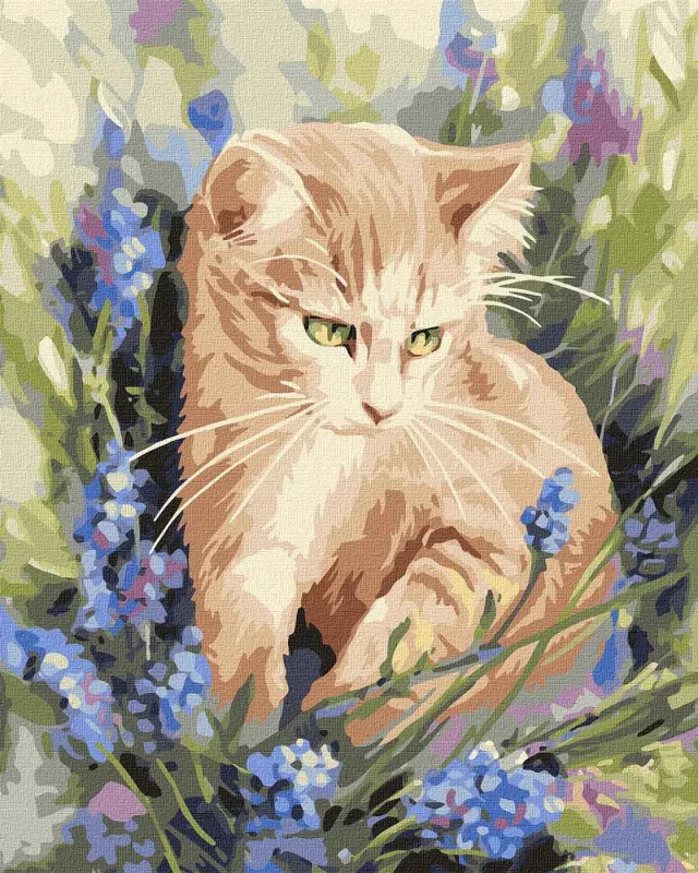 Painting by numbers - Kitten in flowers