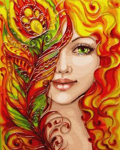 Painting by numbers - Fiery girl with a metallic paint 