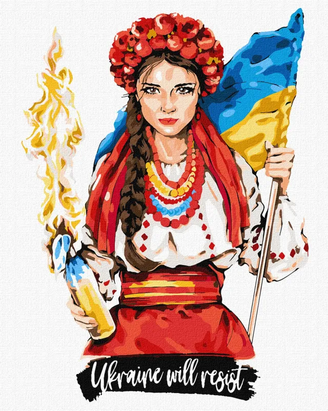 Картина за номерами - Дівчина з бандерівським смузі