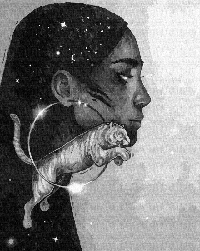 Картина за номерами - Сузір'я тигра з фарбами металік ©lesya_nedzelska_art