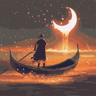 Painting by numbers - On the way to the moon with metallic paints