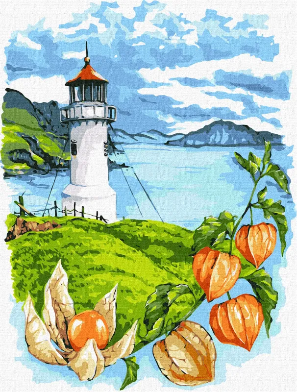 Картина за номерами - Маяк з фізалісами ©Анна Кулик