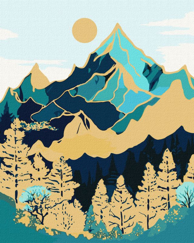 Painting by numbers - Mountain landscape with extra metallic paints ©art_selena_ua