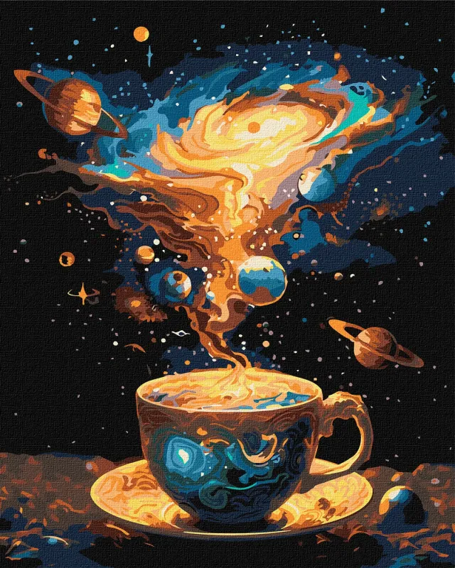 Painting by numbers - Space Tea Party with metallic paints ©art_selena_ua