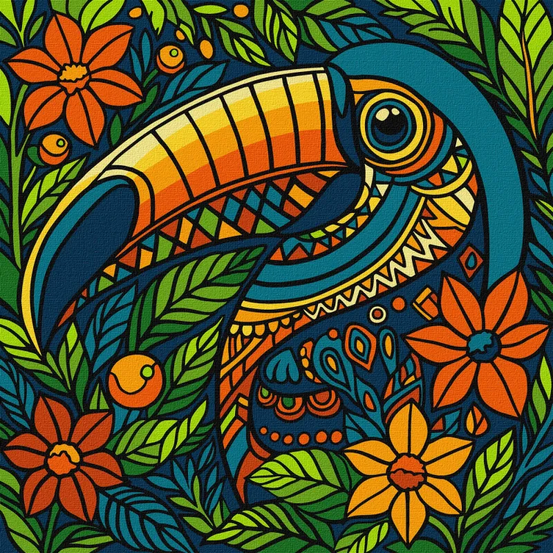 Картина по номерам - Витраж. Тукан ©art_selena_ua
