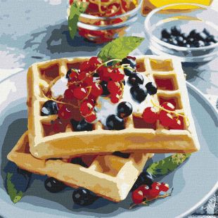 Painting by numbers - Belgian waffles with berries ©alonka_good