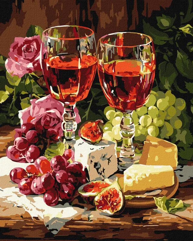 Картина за номерами - Натюрморт з інжиром та вином ©art_selena_ua