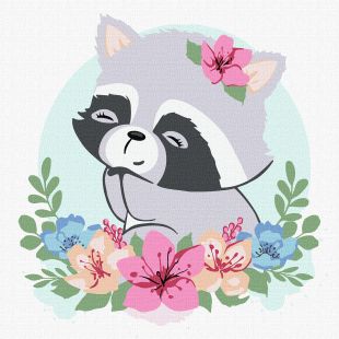 Painting by numbers - Flower raccoon