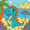 Painting by numbers - Playful dinosaur ©art_selena_ua
