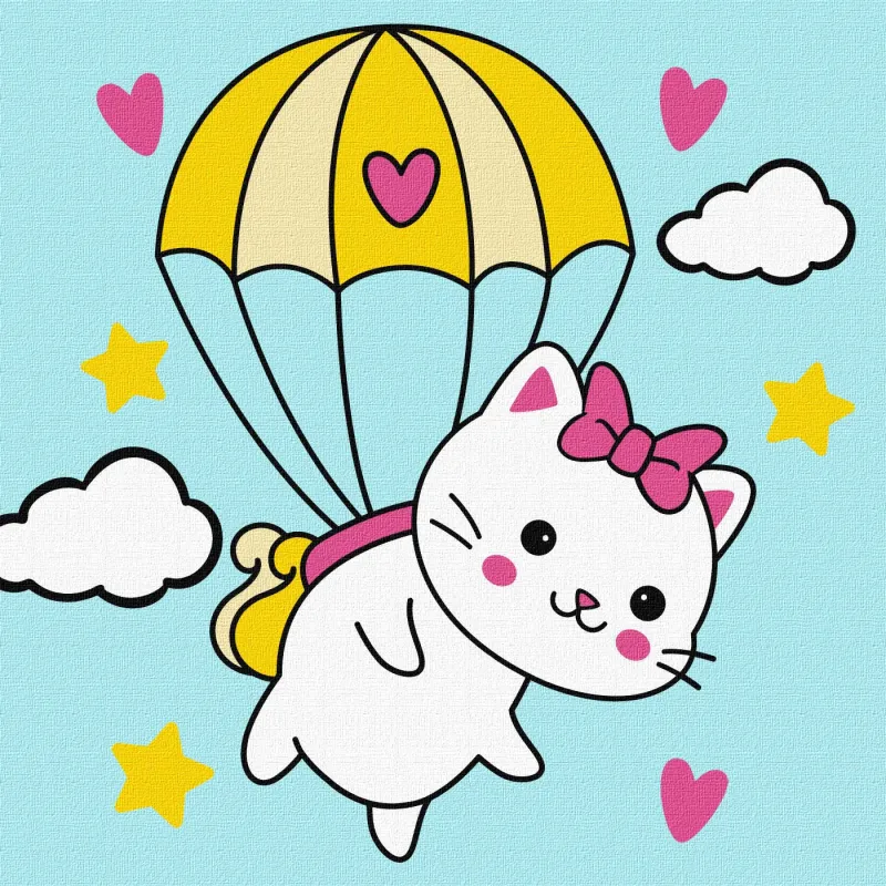 Painting by numbers - A cat in a balloon