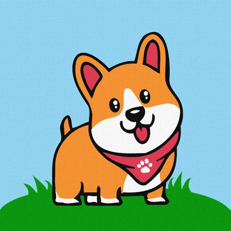 Painting by numbers - A happy corgi
