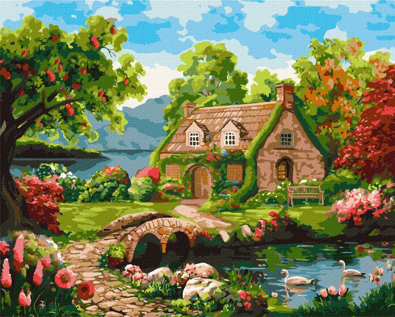 Картина по номерам - Цветущий домик ©Елена Гураль