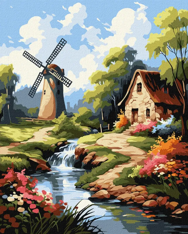 Картина за номерами - Будиночок біля млина ©art_selena_ua