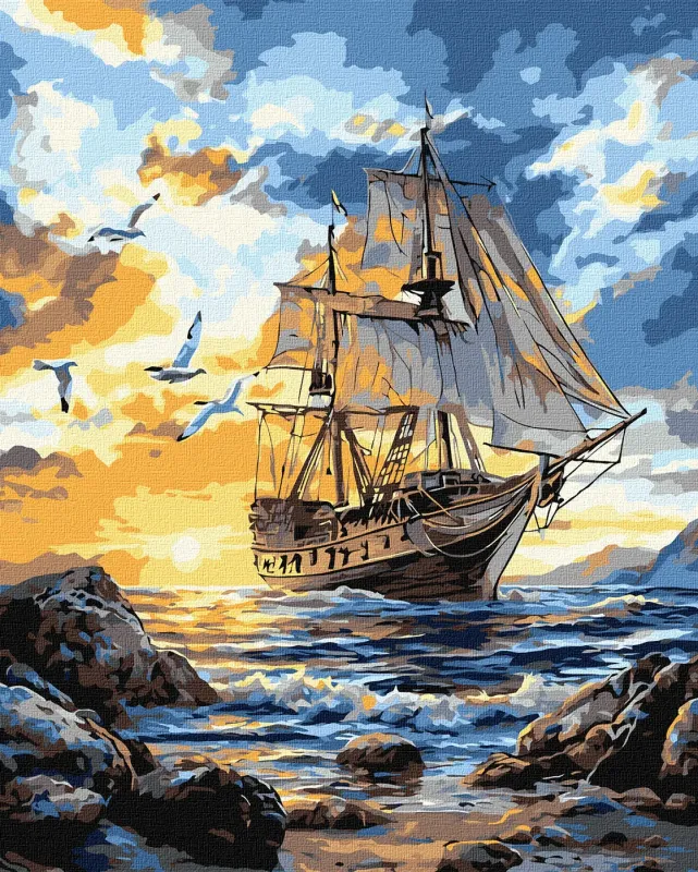 Картина за номерами - Птахи над вітрилами ©art_selena_ua