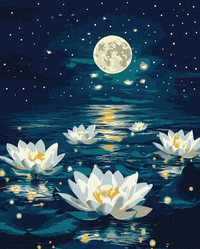 Painting by numbers - Lotus under the glow with extra metallic paints ©art_selena_ua