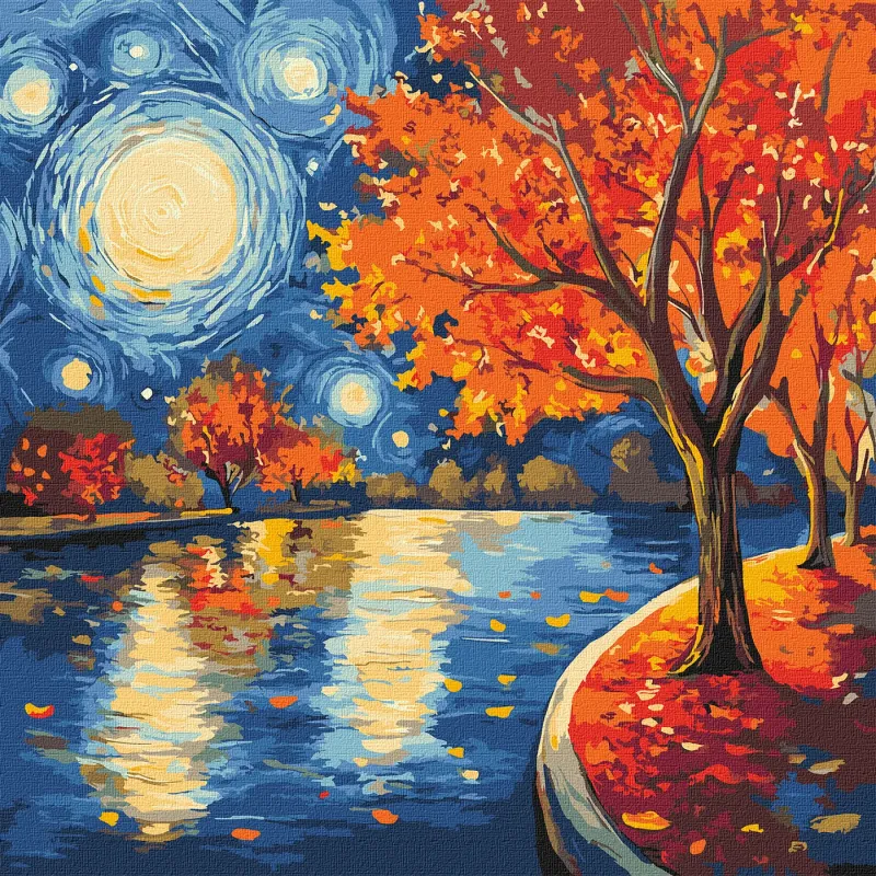 Картина по номерам - Осенняя ночь ©art_selena_ua
