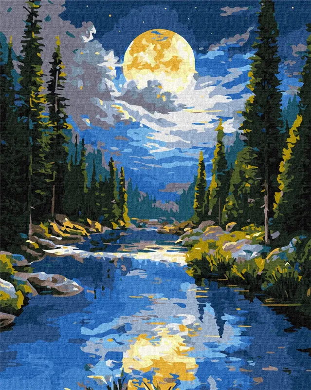 Painting by numbers - Under the mountain creek with metallic paints ©art_selena_ua