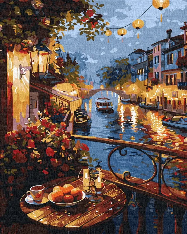 Картина по номерам - Вечер на набережной с красками металлик ©art_selena_ua