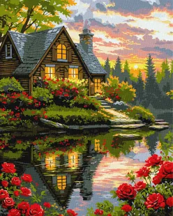 Painting by numbers - Cozy house by the pond ©art_selena_ua