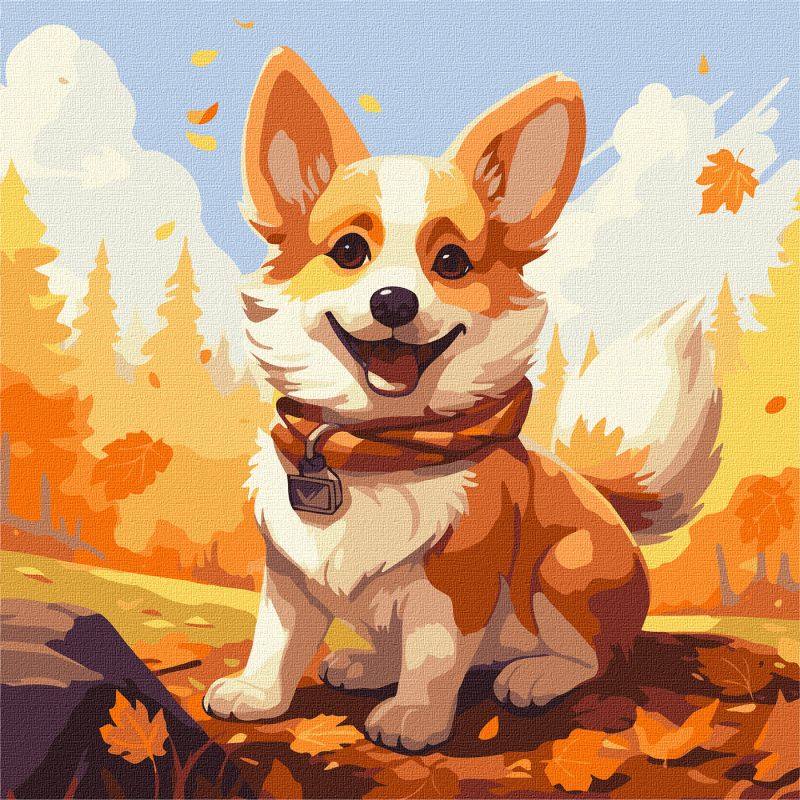 Картина по номерам - Игривый корги ©art_selena_ua