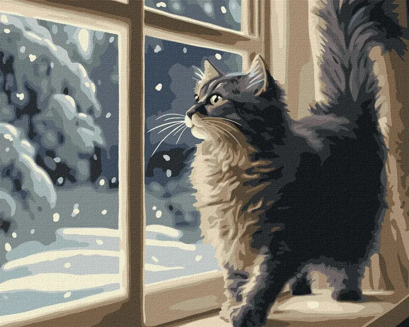 Картина за номерами - Снігопад за вікном ©art_selena_ua