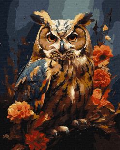 Painting by numbers - Forest owl with extra metallic paints ©art_selena_ua