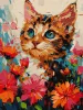 Картина по номерам - Котик в цветах ©art.solomiia
