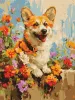 Painting by numbers - A corgi in flowers ©art.solomiia