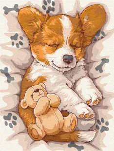 Картина за номерами - Сонний коргі ©art_selena_ua