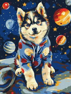 Картина за номерами - Космічний хаскі ©art_selena_ua