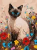 Картина по номерам - Кошечка в цветах ©art.solomiia