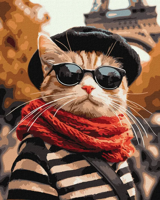 Картина по номерам - Пушистик в Париже ©art_selena_ua