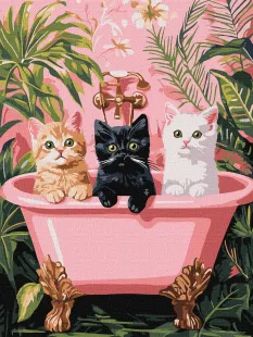 Картина за номерами - Коти у ванній ©art_selena_ua