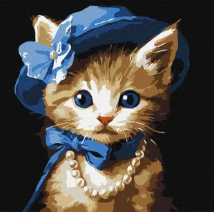 Картина за номерами - Котик в капелюсі ©art_selena_ua