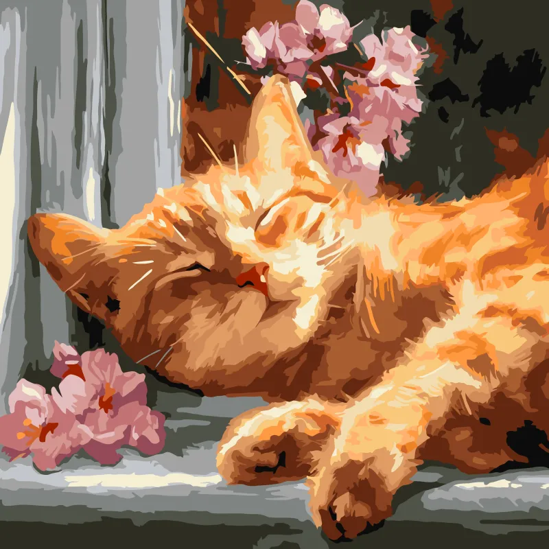Painting by numbers - Red cat on the windowsill ©art_selena_ua