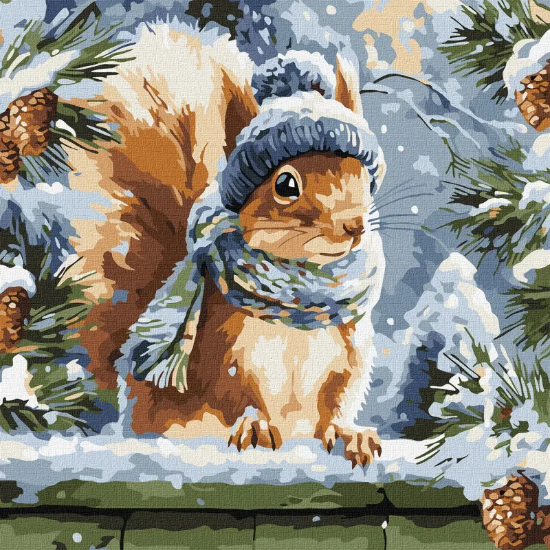 Картина за номерами - Зимове білченя ©art_selena_ua